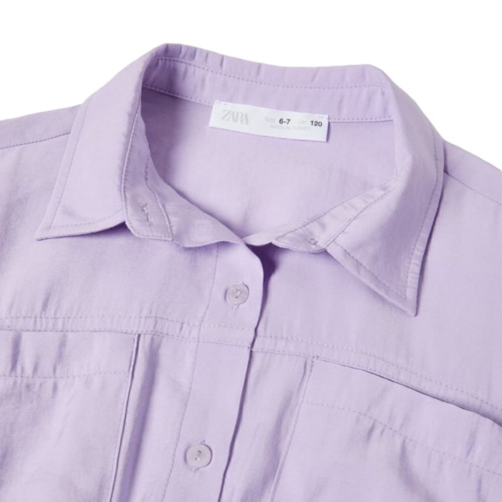 ZARA Girls Mauve Cutout Shirt Dress NWT Size 14 - Picture 4 of 6